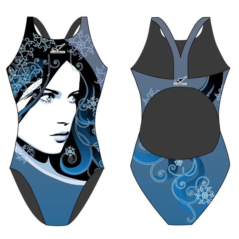 MAILLOT DE BAIN FEMME FACE À LARGES BRETELLES